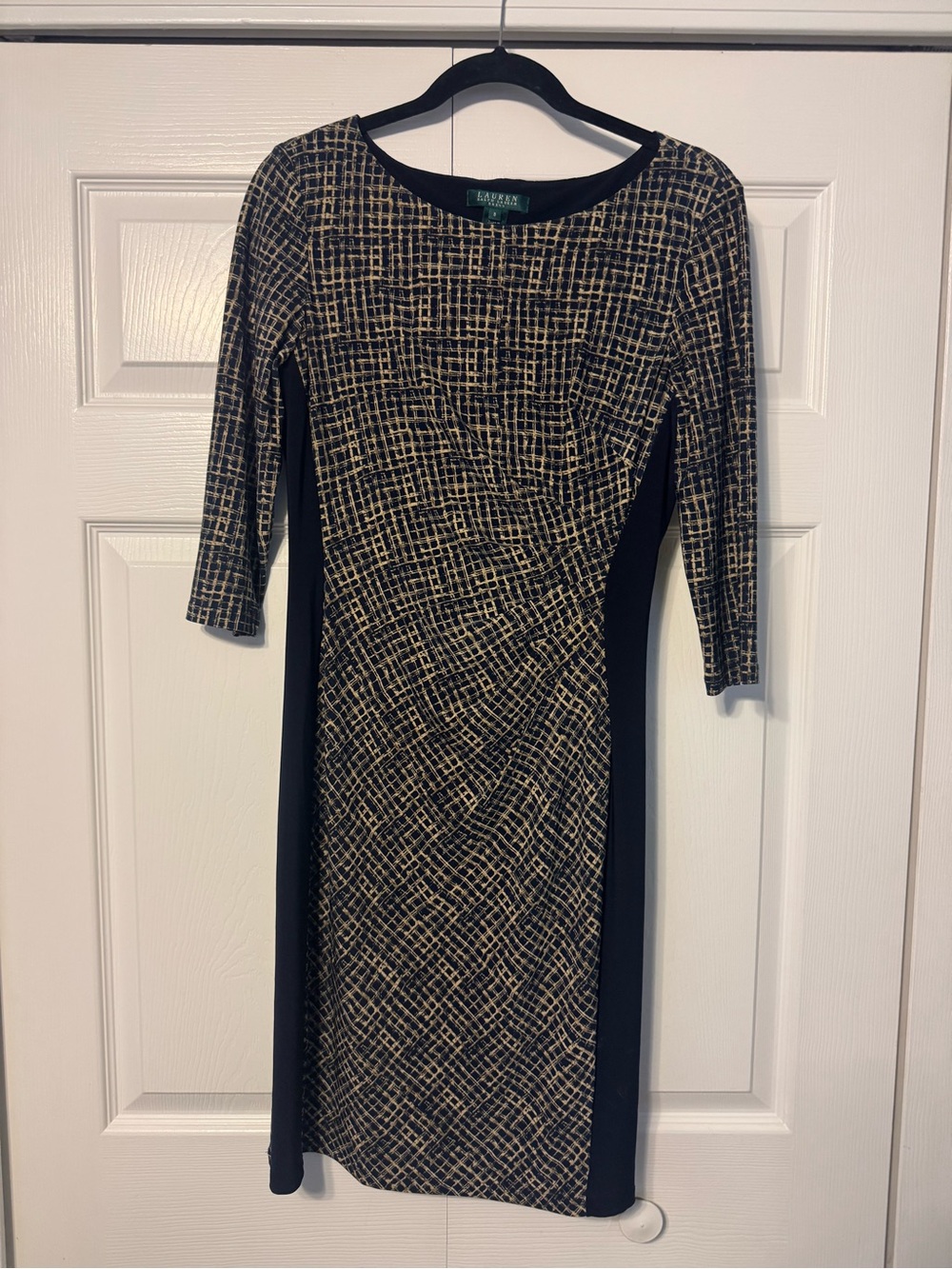 Lauren Ralph Lauren Navy and Gold Tweed Sheath Dress